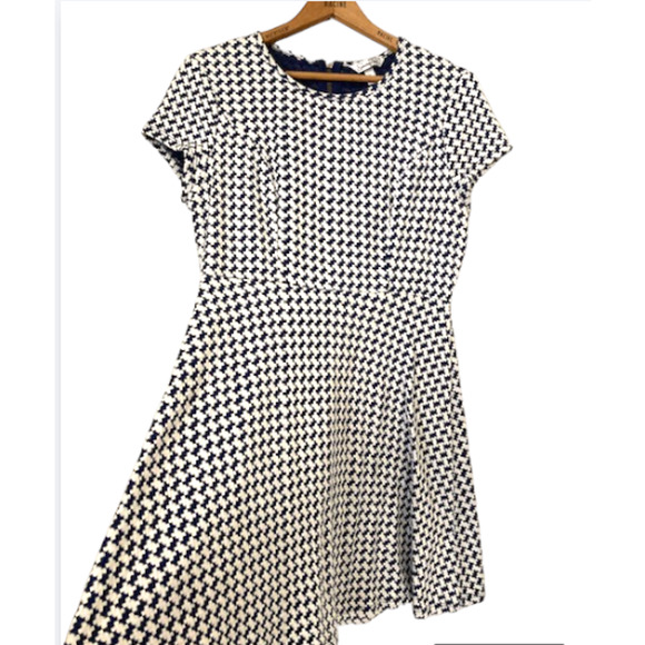 NAVY and White Houndstooth Dress - Large - Picture 3 of 6